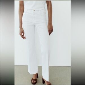 Zara, White, Flare Z1975 Jeans with a high waist, size 30 (Us 10)